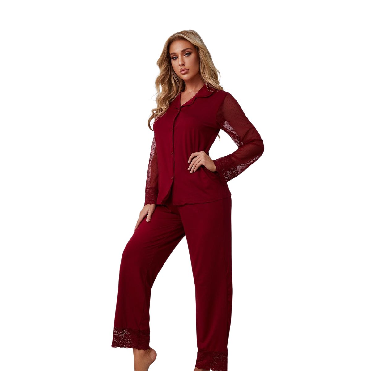 BLWOENS - Pijama de para mujeres - 2 piezas - Rojo