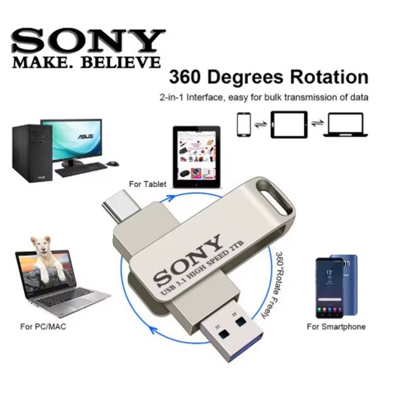 GENERICO - MEMORIA USB 3.1  - 2T - DOBLE ENTRADA