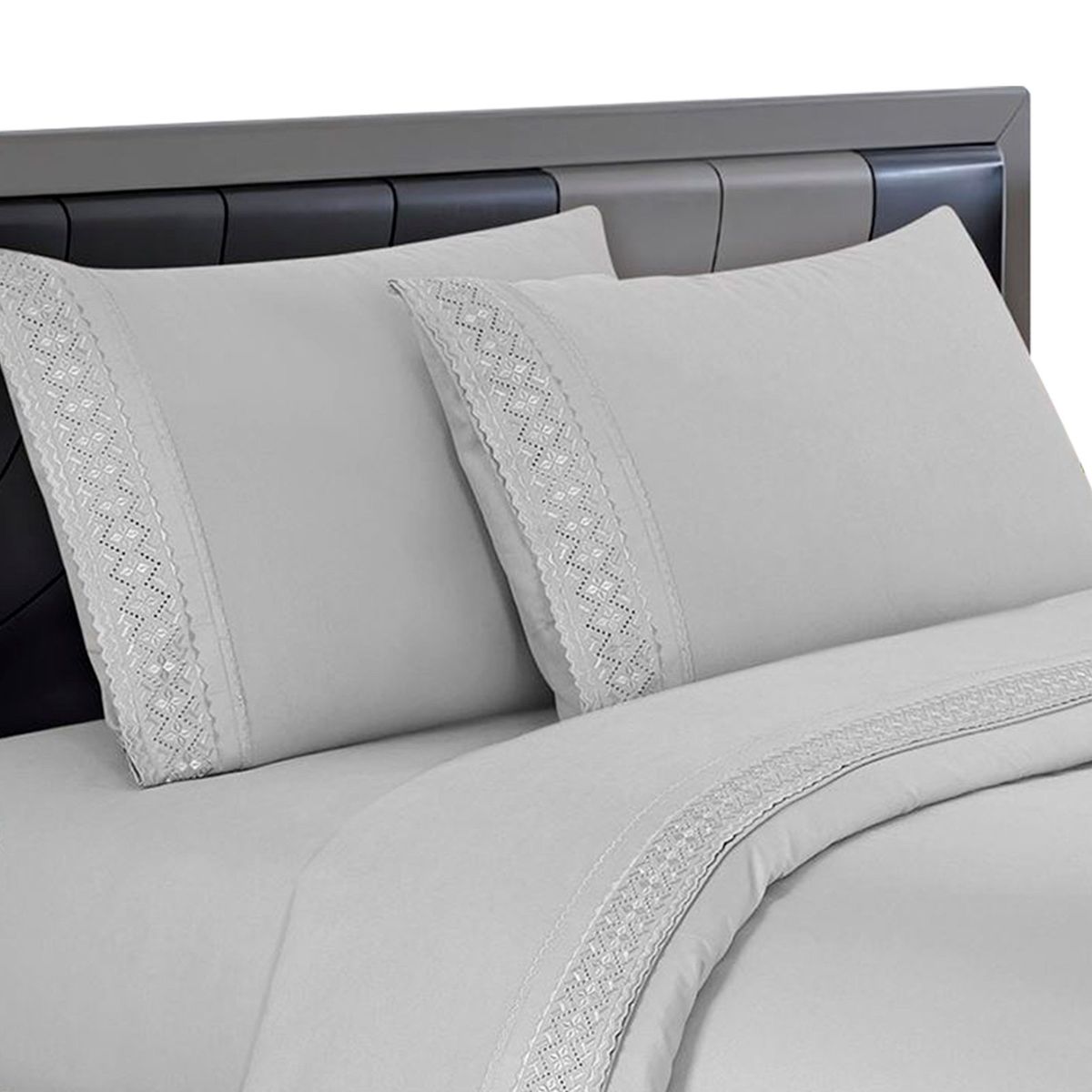 CASATEX - Sábanas Bordadas  2Plz - GRIS CLARO