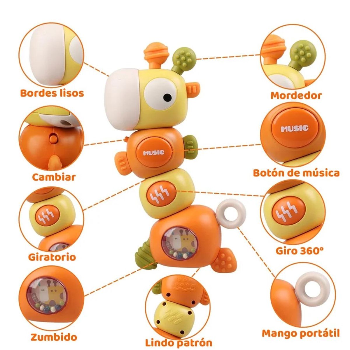 GENERICO - SONAJA MUSICAL BABY RATTLE - NARANJA