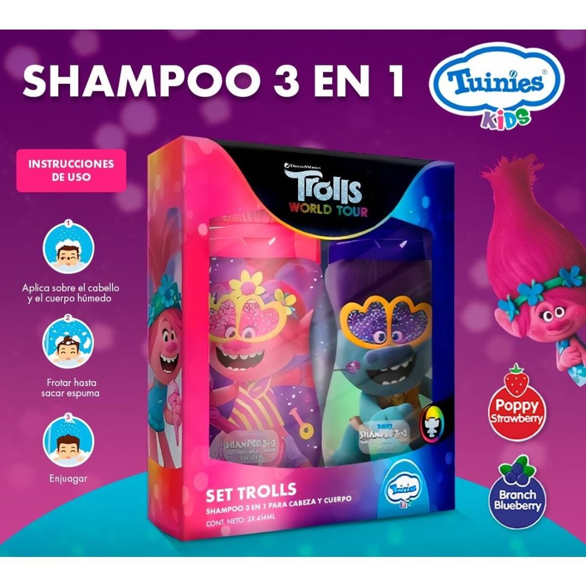 TUINIES - Set Trolls Shampoo 3 en 1