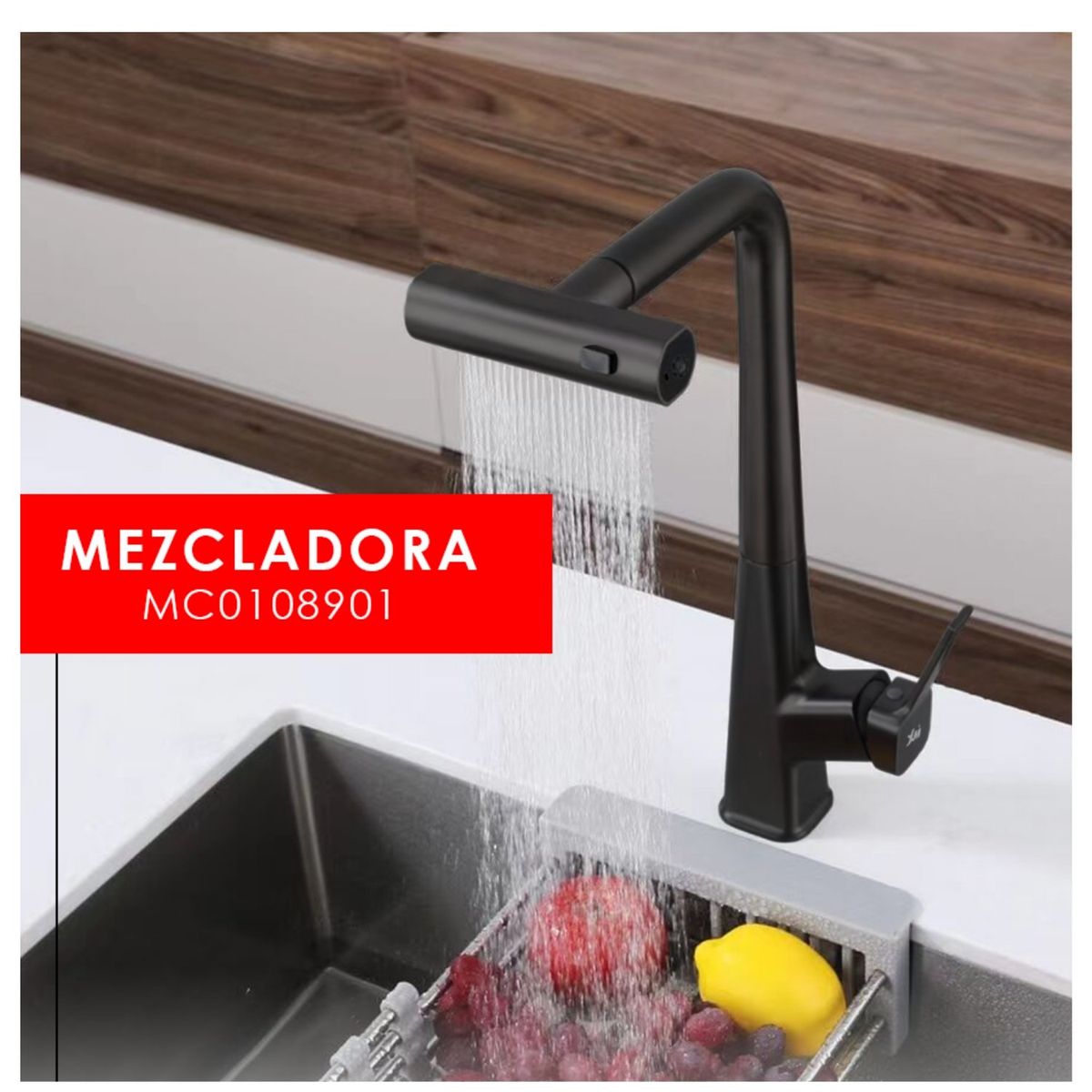 XM - Mezcladora de Lujo para cocina MC0108901 Acero Inoxidable Negro