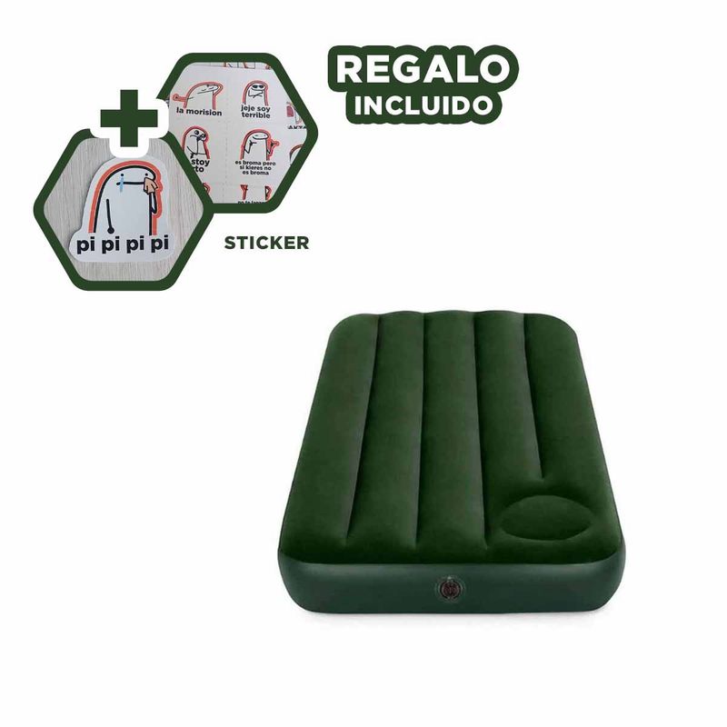 GENERICO - Pack5 Colchon Twin para Viajes Verde 1pz Y+Regalo Stickers