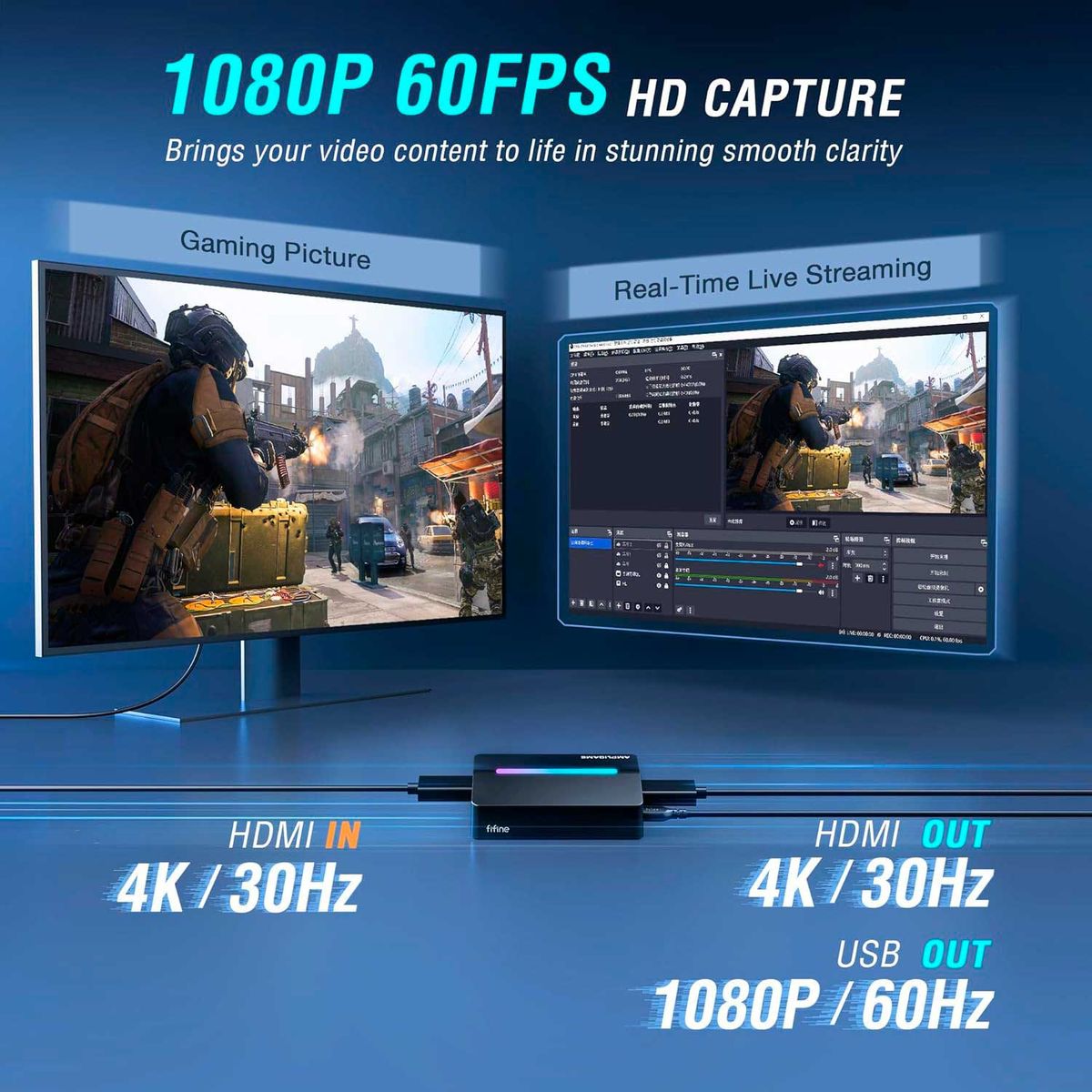 FIFINE - Capturador De Video Fifine Ampligame V3 Full Hd