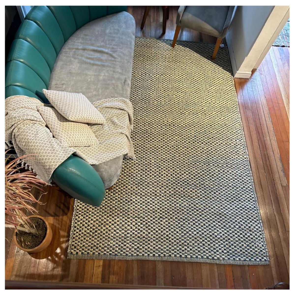 GENERICO - Alfombra Yute Decoghar Chess Turquesa IC14531  180x280cm