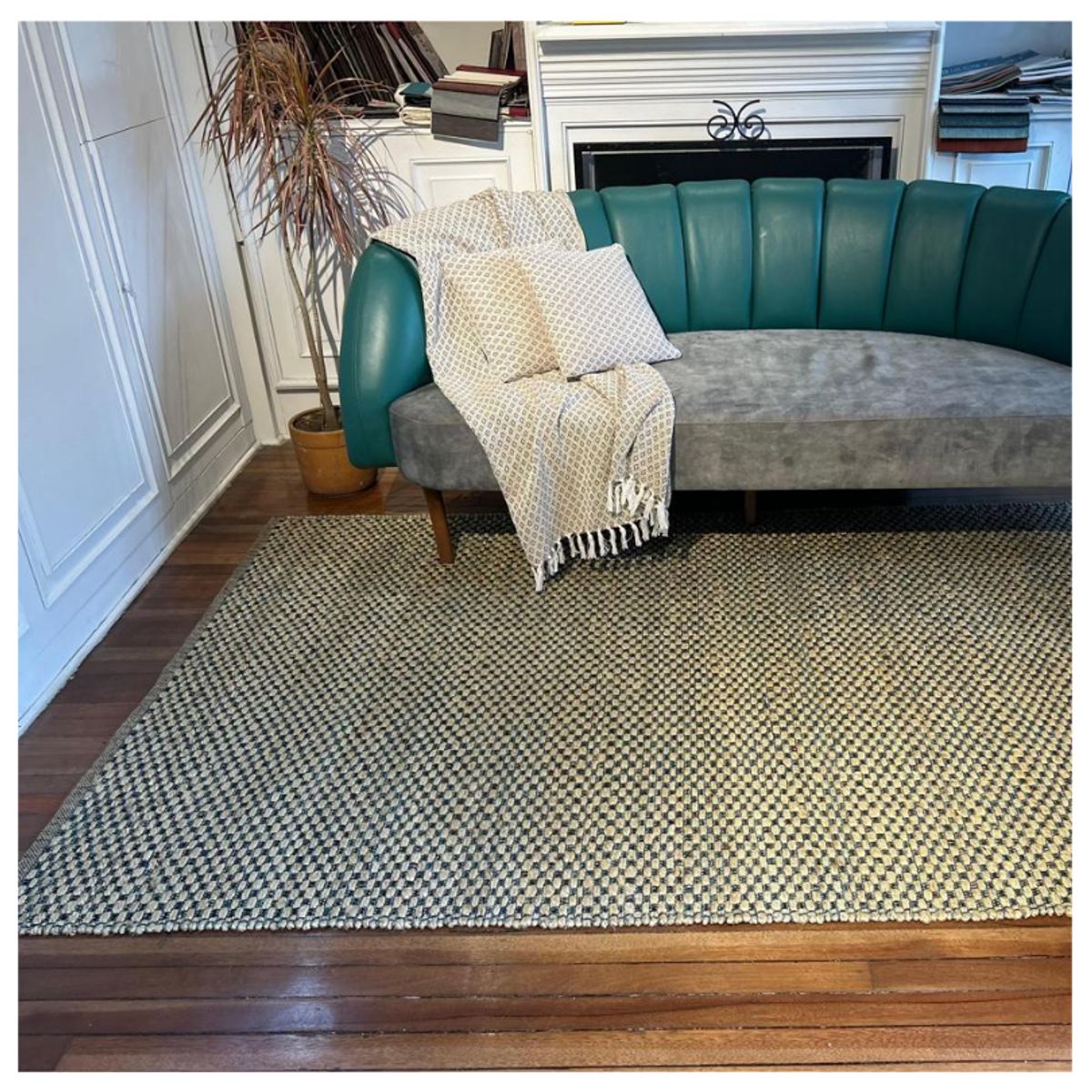 GENERICO - Alfombra Yute Decoghar Chess Turquesa IC14531  180x280cm