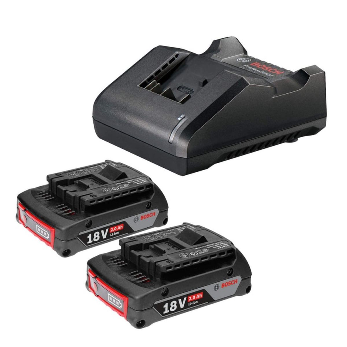 BOSCH - Starter Kit 2 Baterias Litio 18V 2.0 Ah + Cargador Bosch
