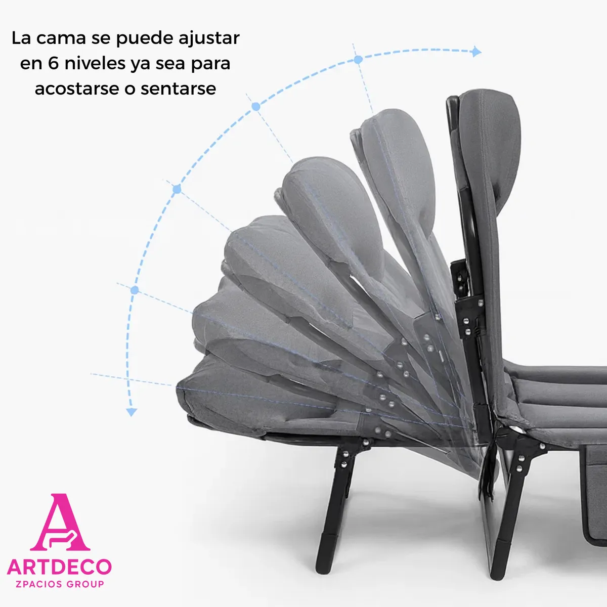 GENERICO - Cama Plegable con 6 niveles ajustables