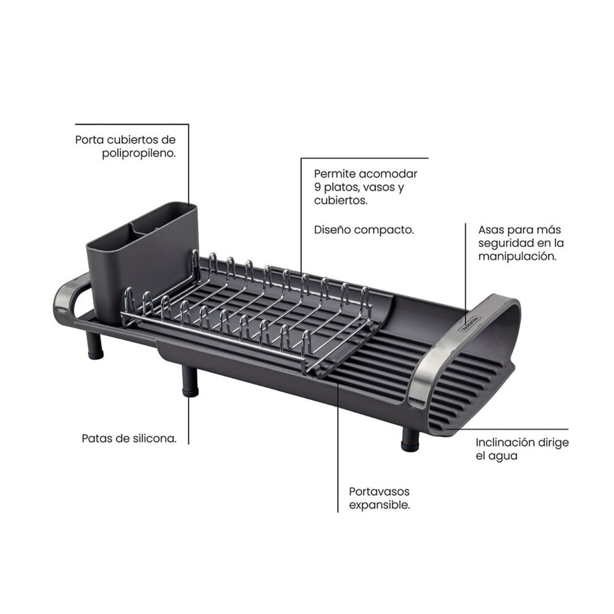 TRAMONTINA - ESCURRIDOR DE PLATOS TRAMONTINA CON BANDEJA RETRACTIL