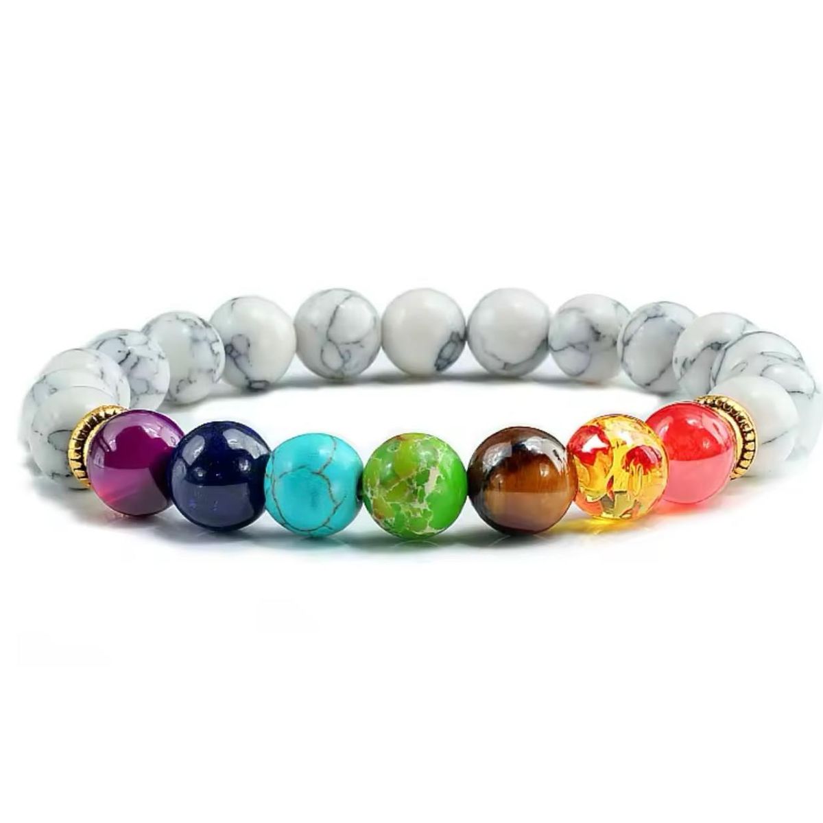 GENERICO - Pulsera de Cuentas Howlita 7 Chakras