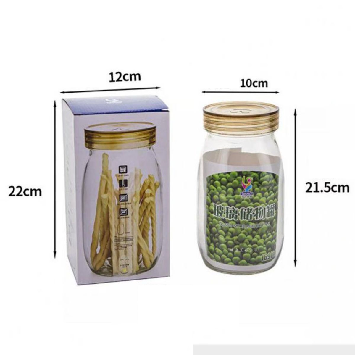 INSPIRA - Frasco recipiente de vidrio gran almacenamiento