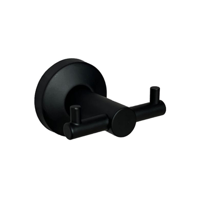 GENERICO - PERCHERO DOBLE DE ACERO 304 NEGRO SATINADO 7X5CM