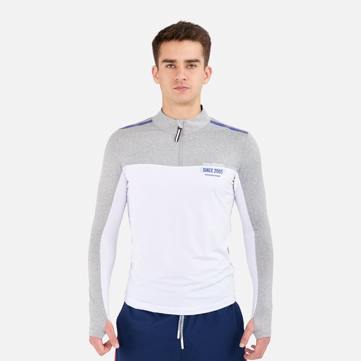 NEW ATHLETIC - Polo Ml New Athletic Mark Gris Con Blanco Hombre