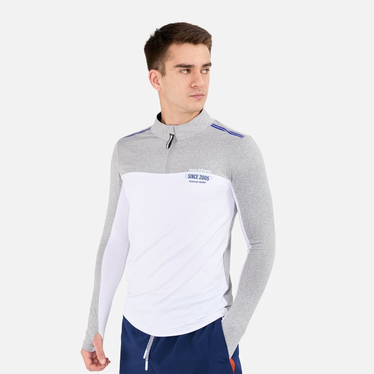 NEW ATHLETIC - Polo Ml New Athletic Mark Gris Con Blanco Hombre