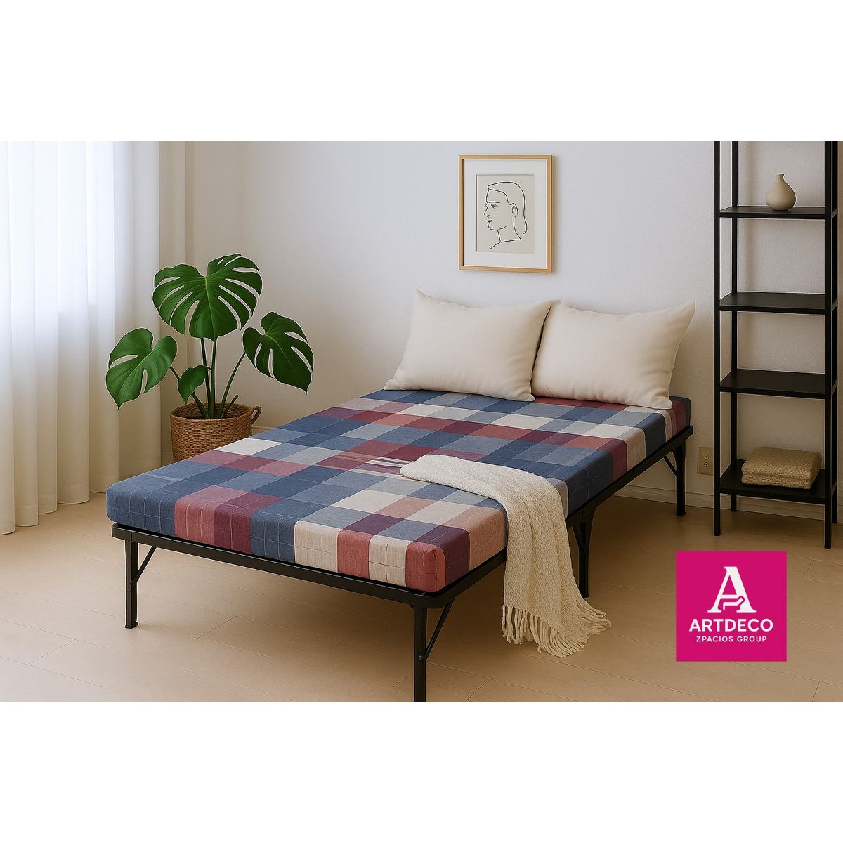 GENERICO - Cama Plegable Modelo Reforzado Nacional con Colchón de 4 + almohada