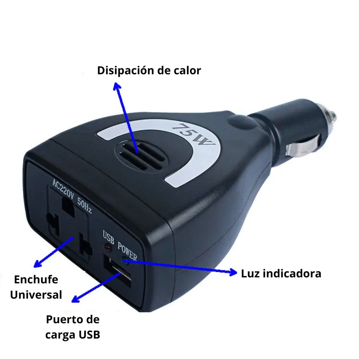 OEM - Inversor de Corriente para Auto de 12v A 220v Usb 75W