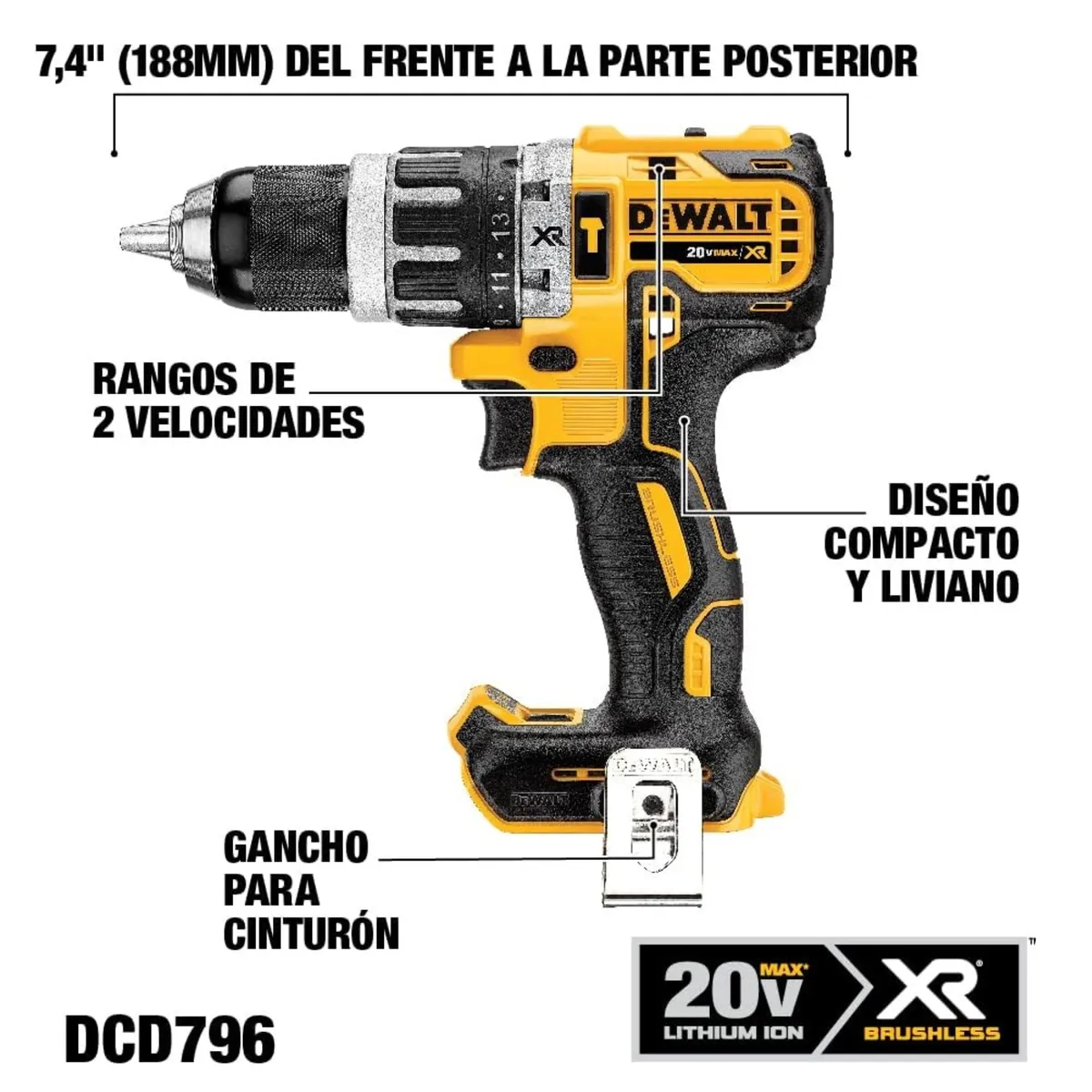 DEWALT - COMBO Taladro Percutor Llave de Impacto 38 20V XR Brushless DEWALT