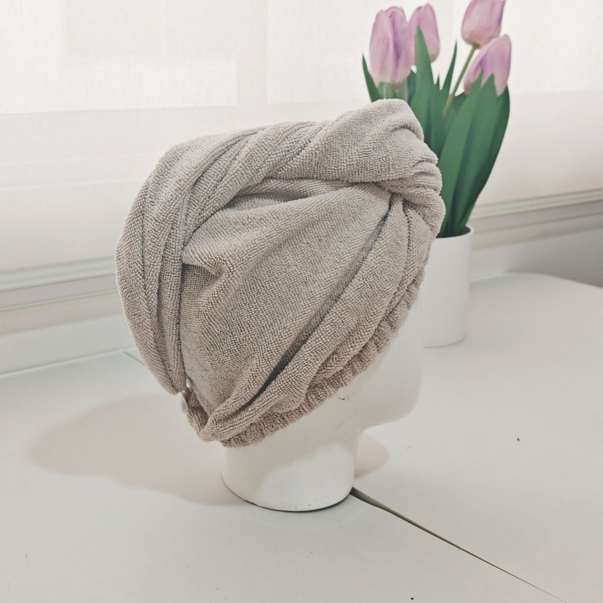 GENERICO - Toalla Turbante de Microfibra - Color Beige