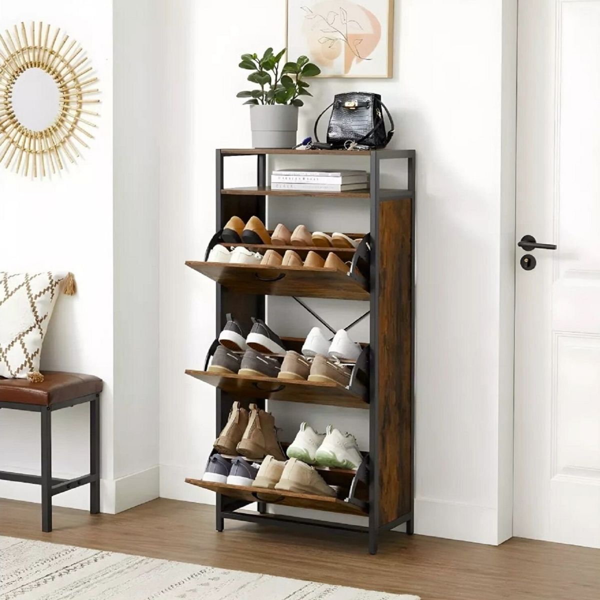 GENERICO - Zapatera Industrial Nox Caramelo Coricha Home