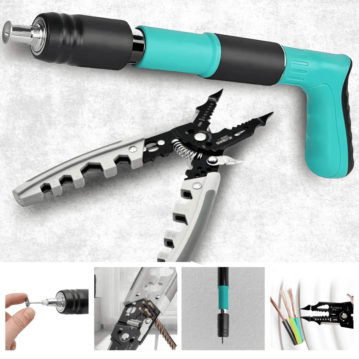 ROSH - Pack de Herramientas  Alicate y Pistola de Clavos para Profesionales