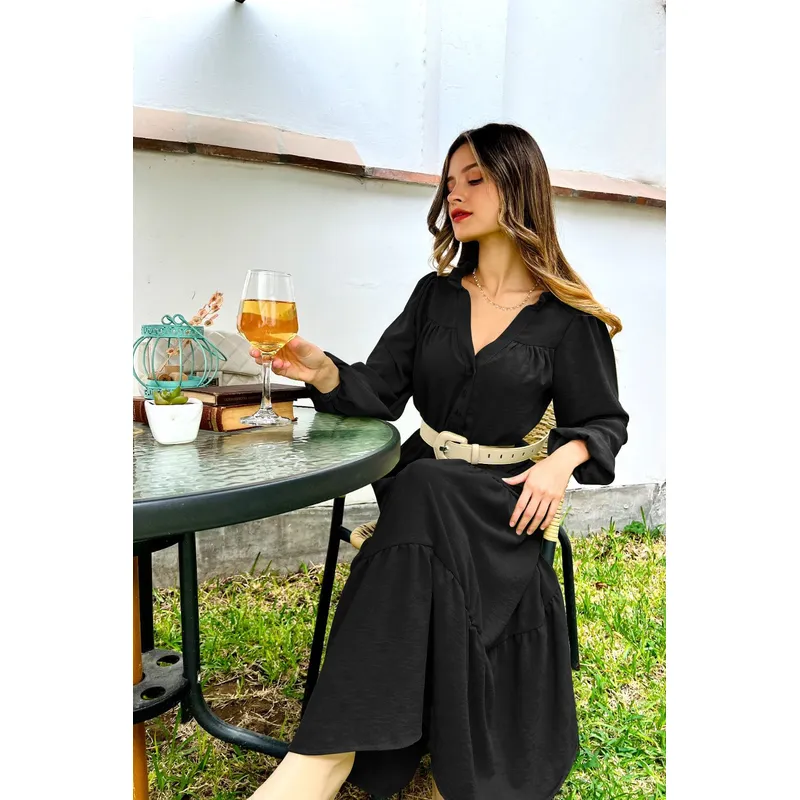 ARMA TU LOOK - VESTIDO MAYRA LARGO MANGA LARGA ESTILO BOHO ARMA TU LOOK