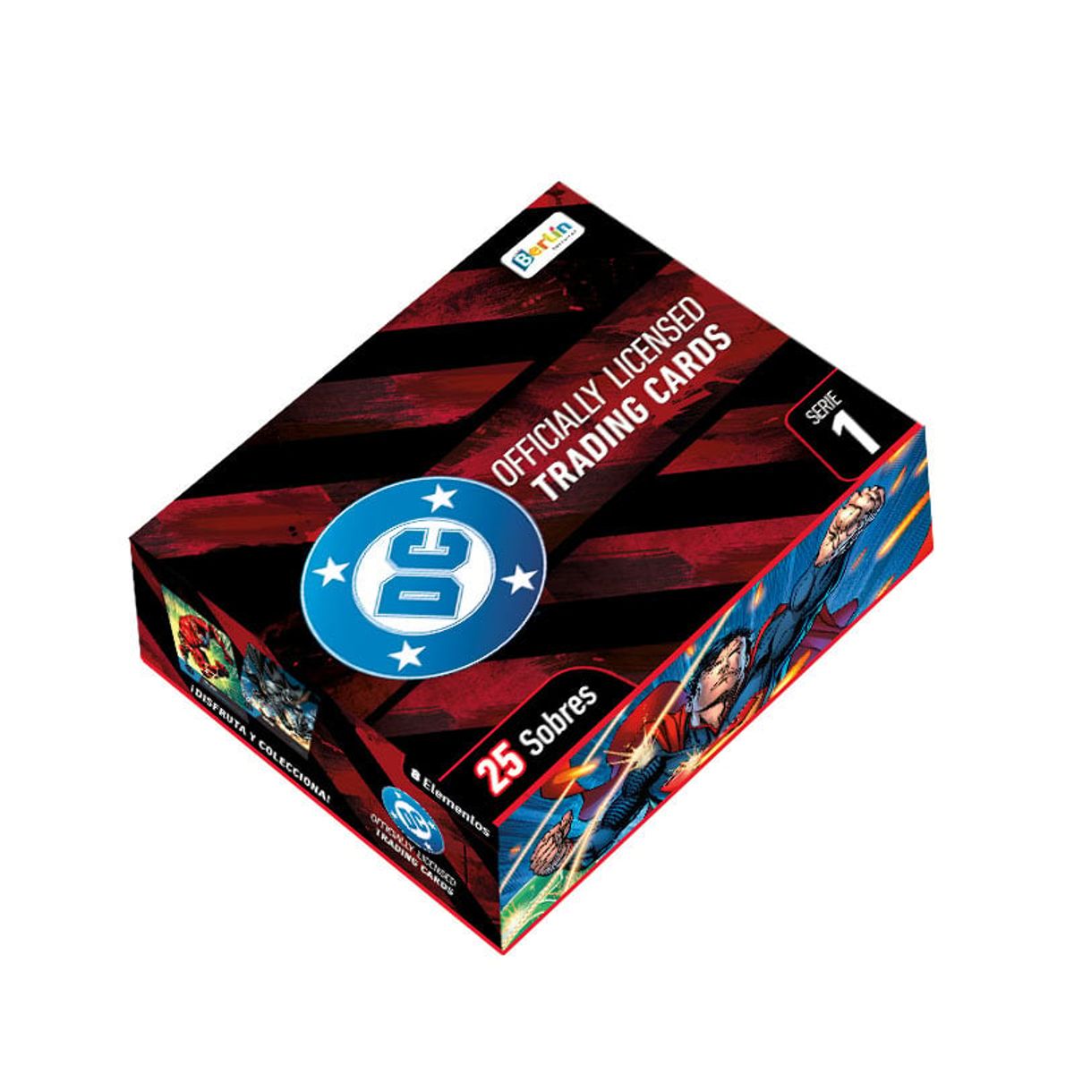 EDITORIAL BERLIN - CARDS DC SERIE 1, BINDER COLECCIONADOR + 4 PAQUETONES (100 SOBRES)