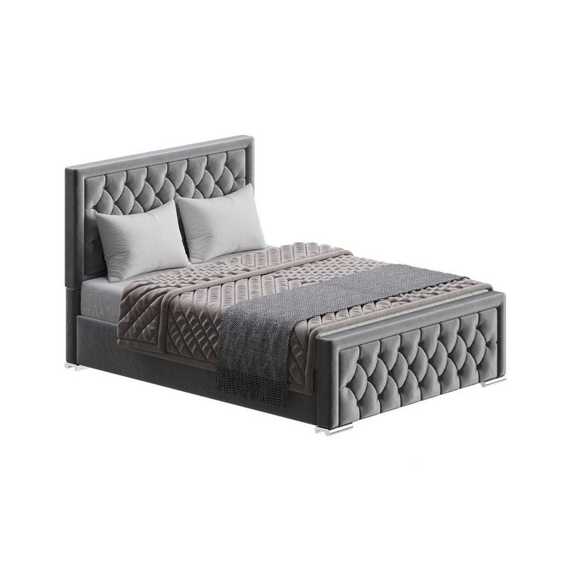 GENERICO - Cama Tapizada Chiara - 2 Plz - Gris