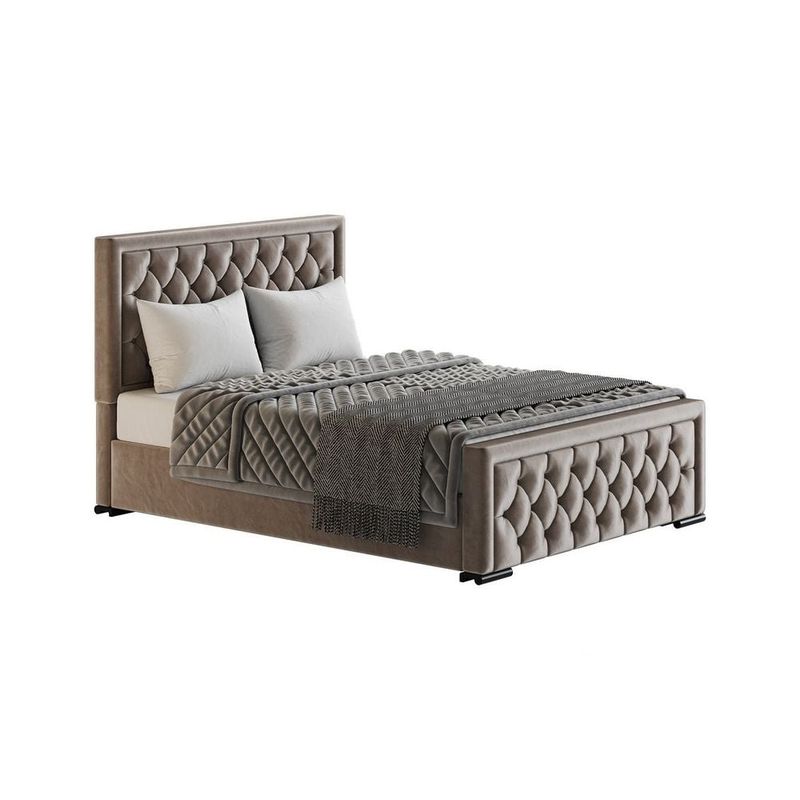GENERICO - Cama Tapizada Chiara - 2 Plz - Marrón