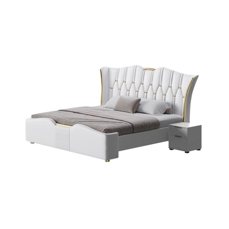 GENERICO - Cama Tapizada Claudia - 2 Plz - Blanco