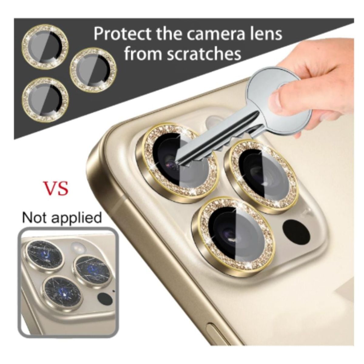 GENERICO - Mica de Camara para iPhone 11 Pro 11 Pro Max Color Dorado Brillante