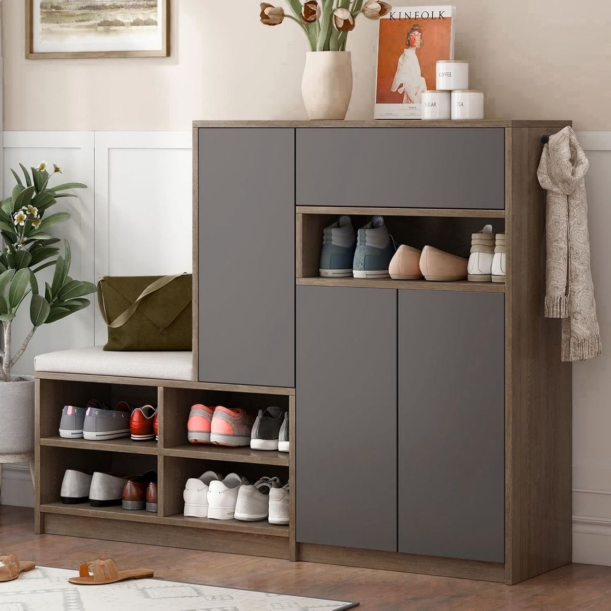 GENERICO - Zapatera Lovegood Plomo y Espresso Coricha Home