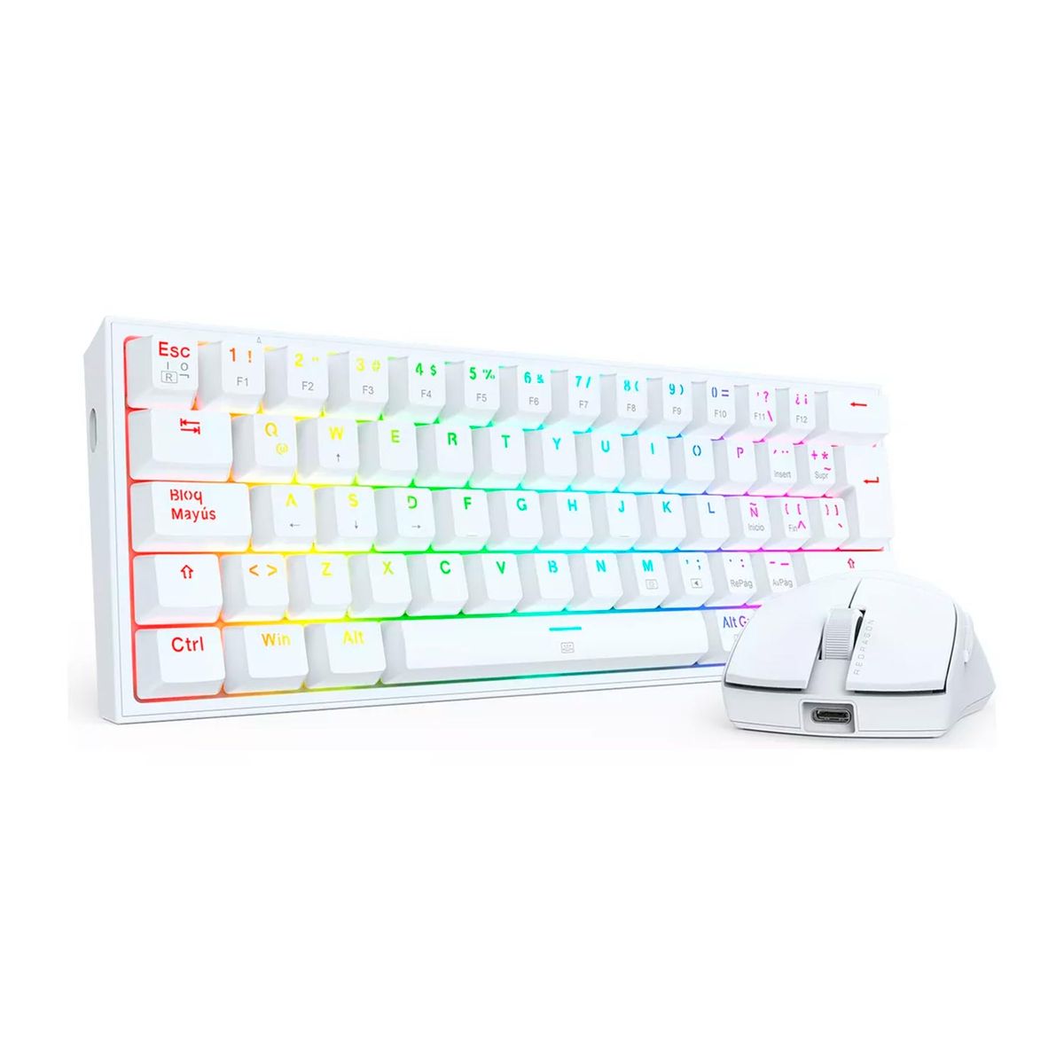 REDRAGON - Combo Redragon S143 Teclado K617Rgb Fizz Sp Cableado+Mouse M724 White