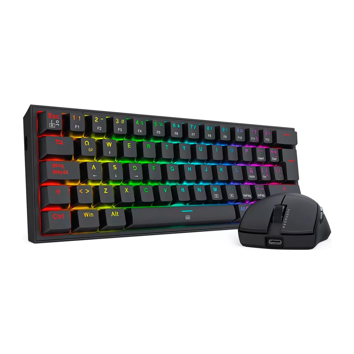 REDRAGON - Combo Redragon S143 Teclado K617Rgb Fizz Sp Cableado+Mouse M724 Black