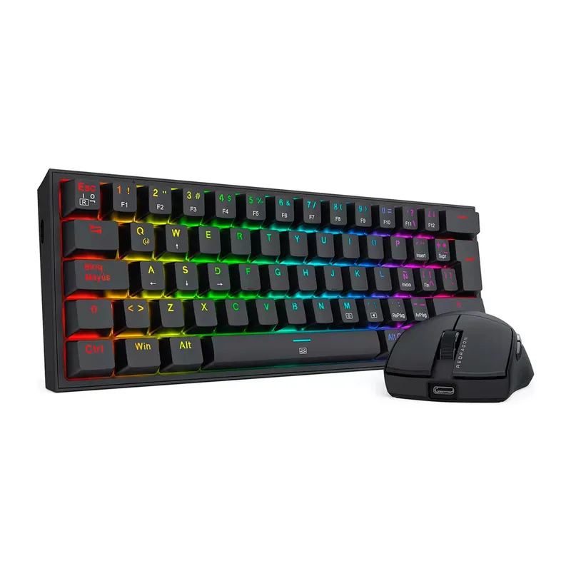 REDRAGON - Combo Redragon S143 Teclado K617Rgb Fizz Sp Cableado+Mouse M724 Black
