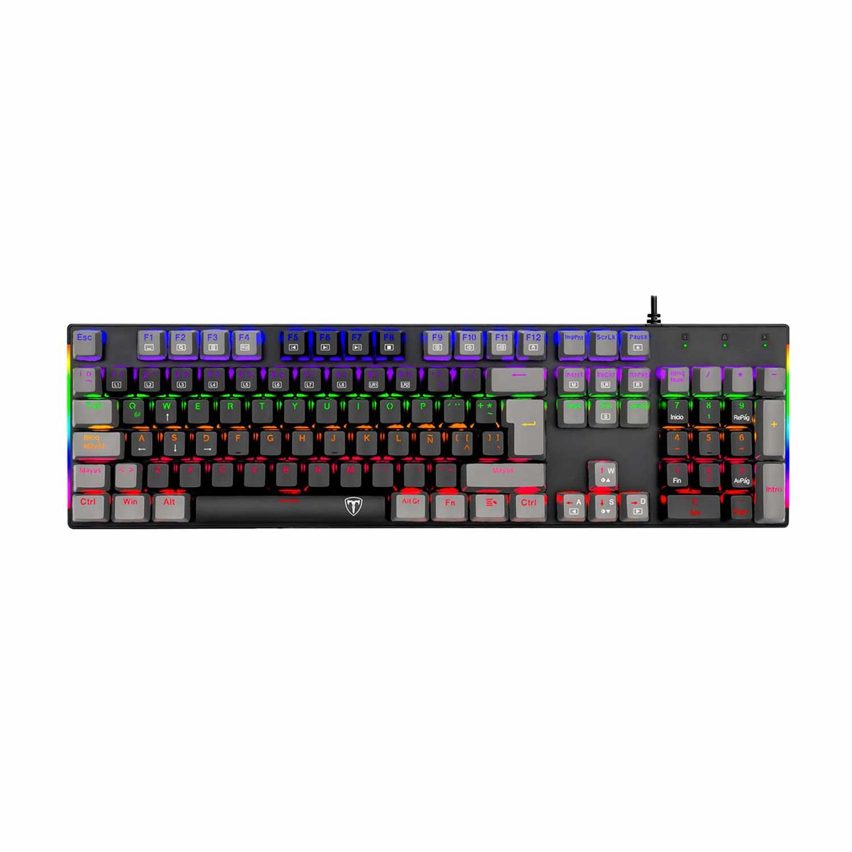T-DAGGER - Teclado Gamer T-Dagger Naxox Rainbow T-Tgk310-Gw-Sp BlackGrey Switch
