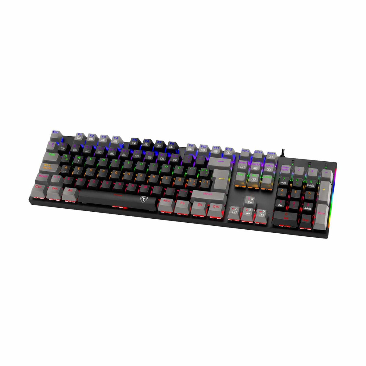 T-DAGGER - Teclado Gamer T-Dagger Naxox Rainbow T-Tgk310-Gw-Sp BlackGrey Switch