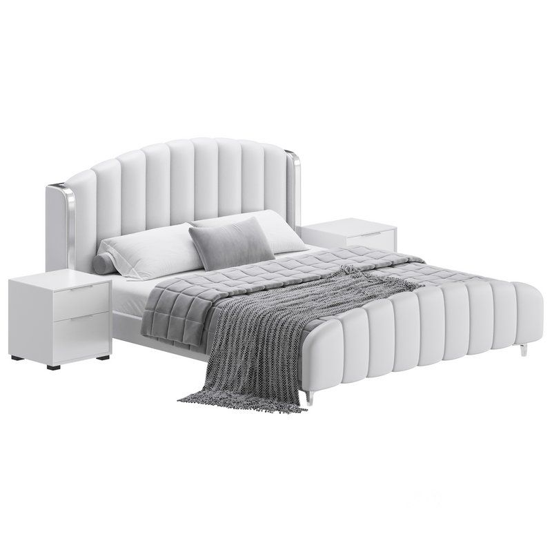 GENERICO - Cama Tapizada Francesca - 2 Plz - Blanco