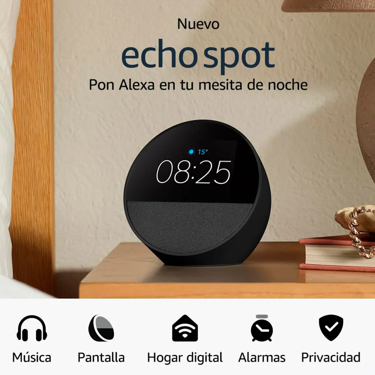 AMAZON - Alexa Echo Spot Bocina Inteligente Negro
