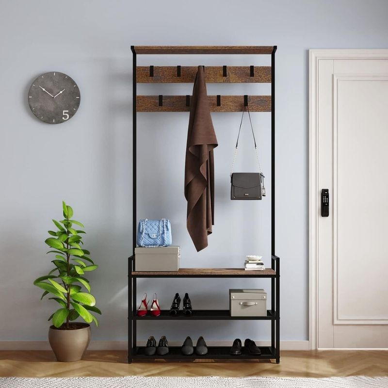 GENERICO - Zapatera Perchero Industrial Elowen Caramelo Coricha Home