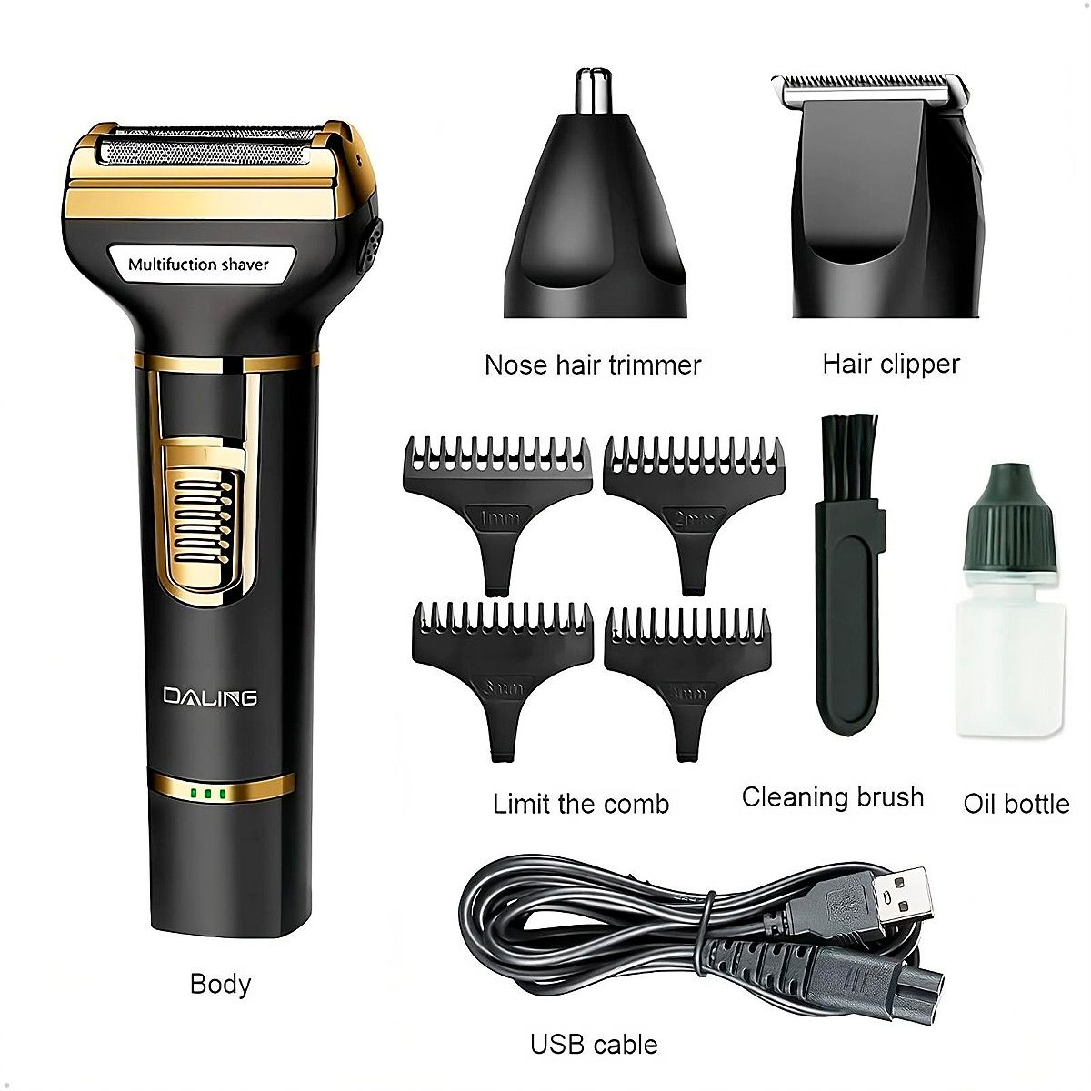 GENERICO - Rasuradora Cortadora De Pelo Y Nasal Daling 9203 Inalambrica 3 en 1