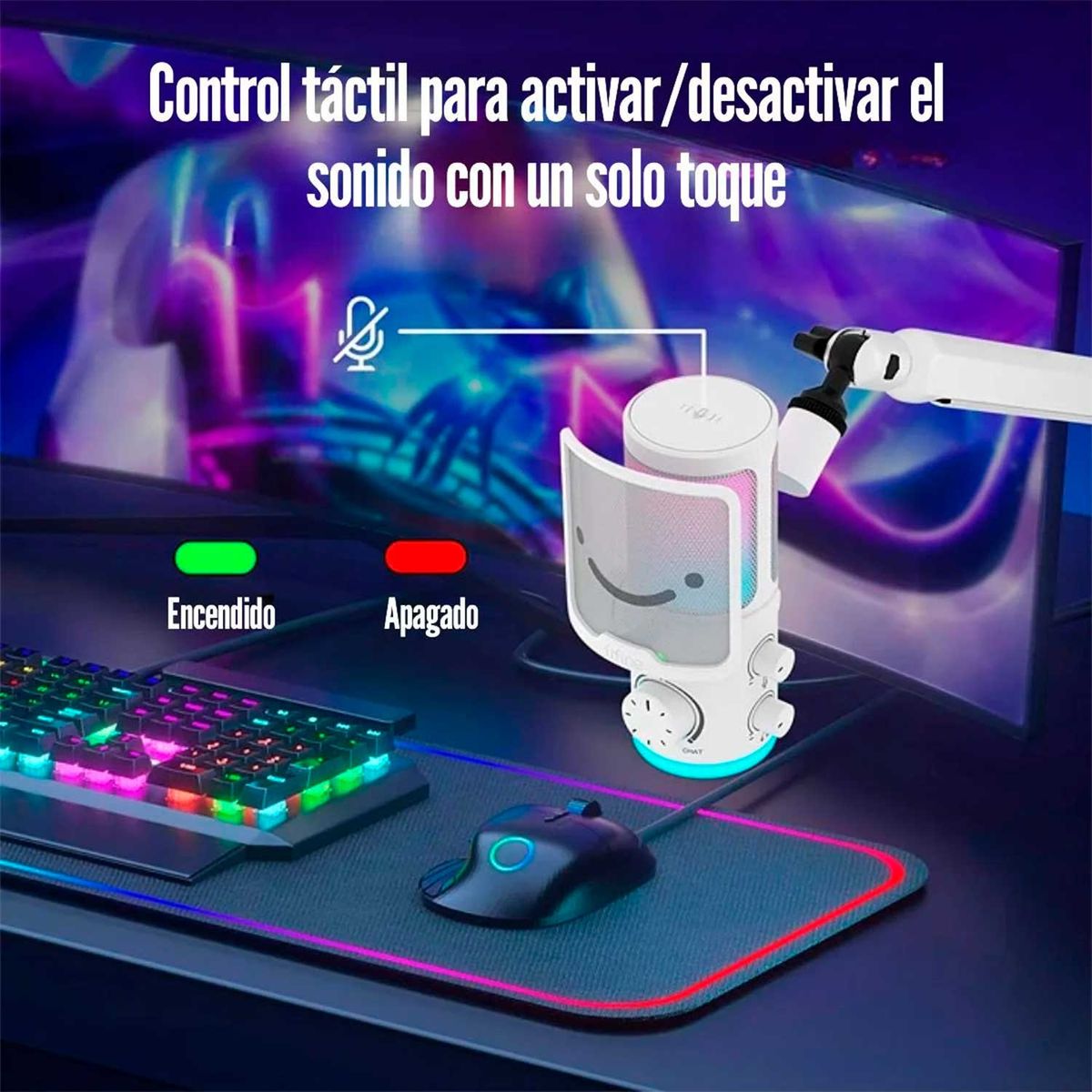 FIFINE - Microfono Gamer Fifine Tam6 Con Brazo White