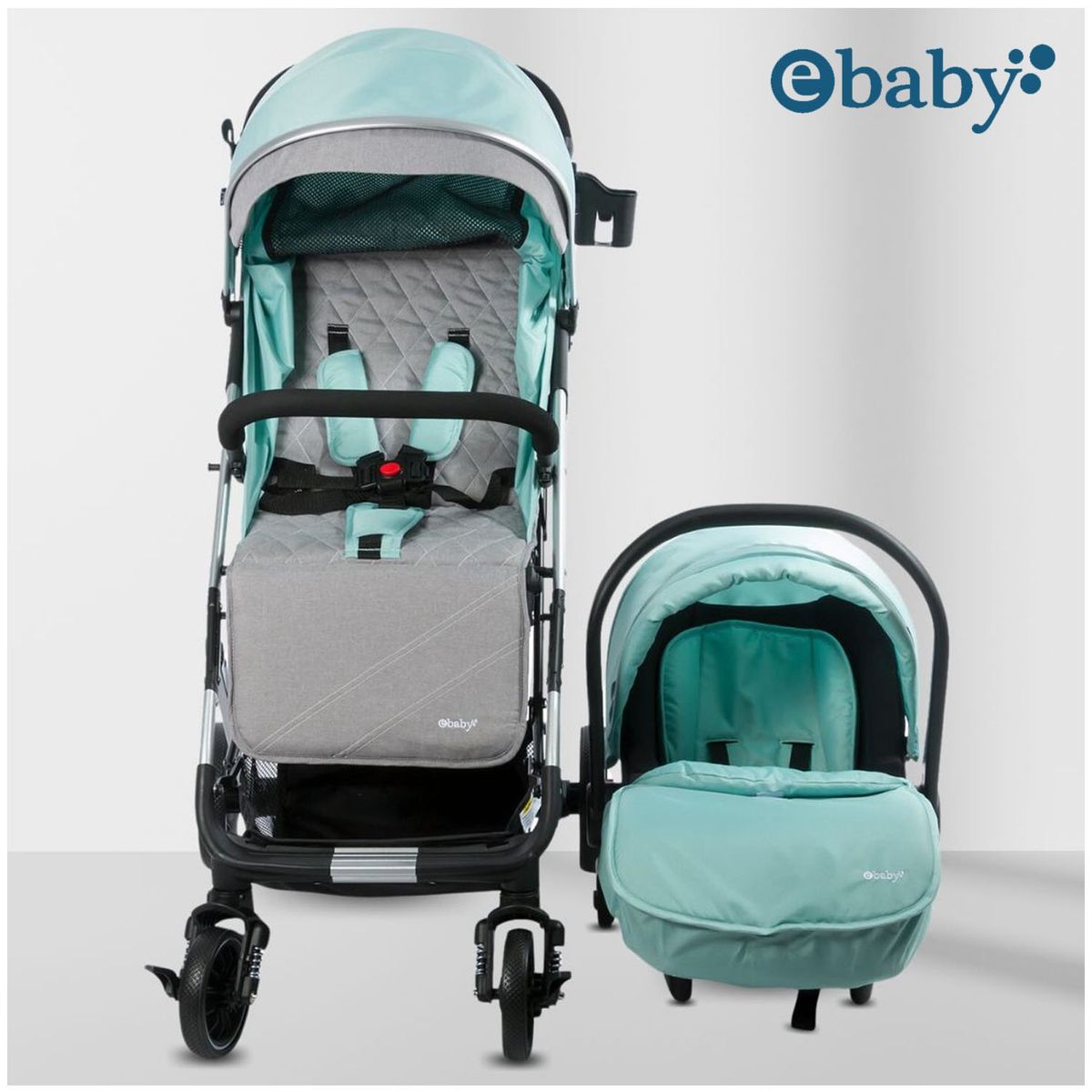 EBABY - Coche de Paseo Maleta ««Urban Way» con Portabebé Turquesa