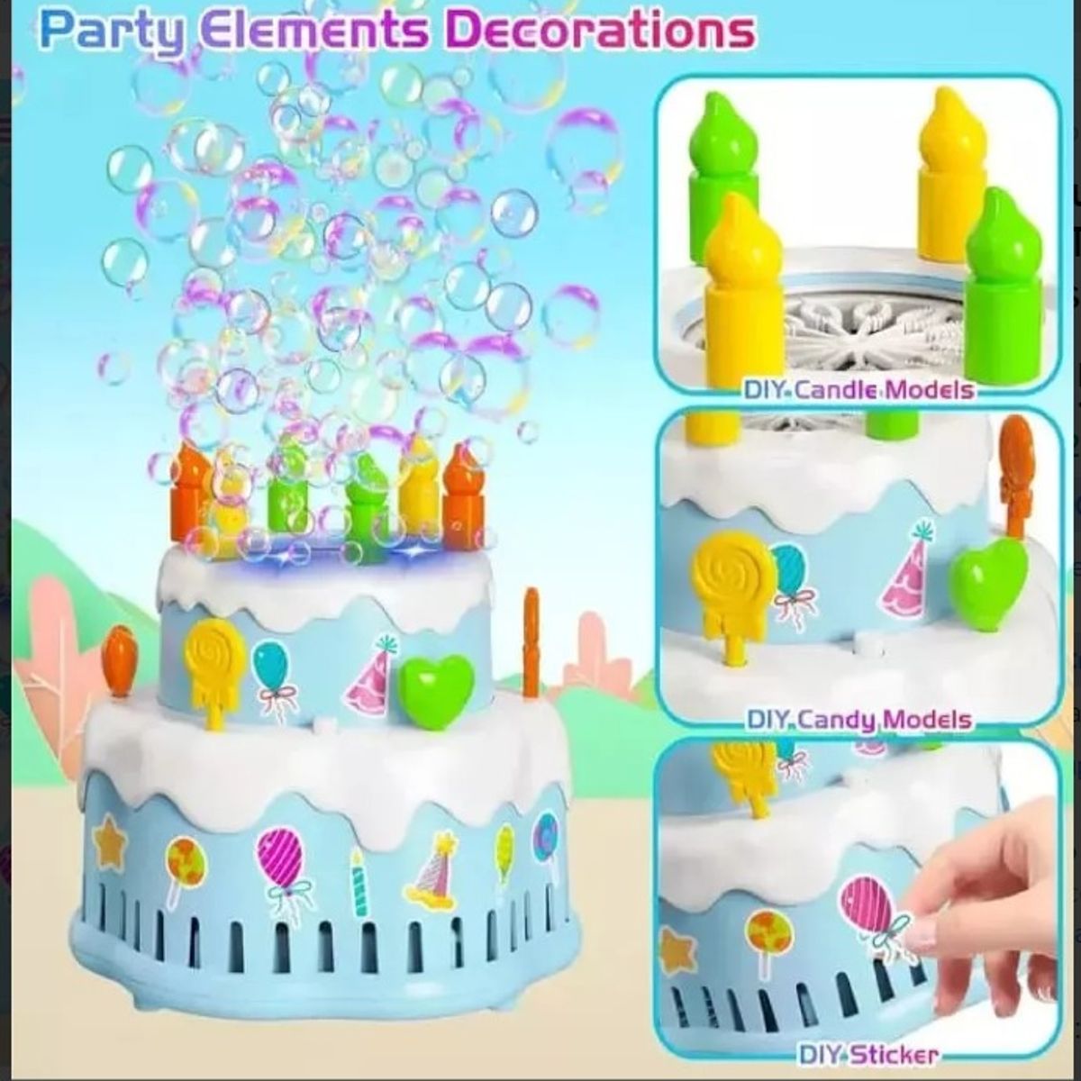 GENERICO - Juguete Torta de Burbujas Automática Happy birthday