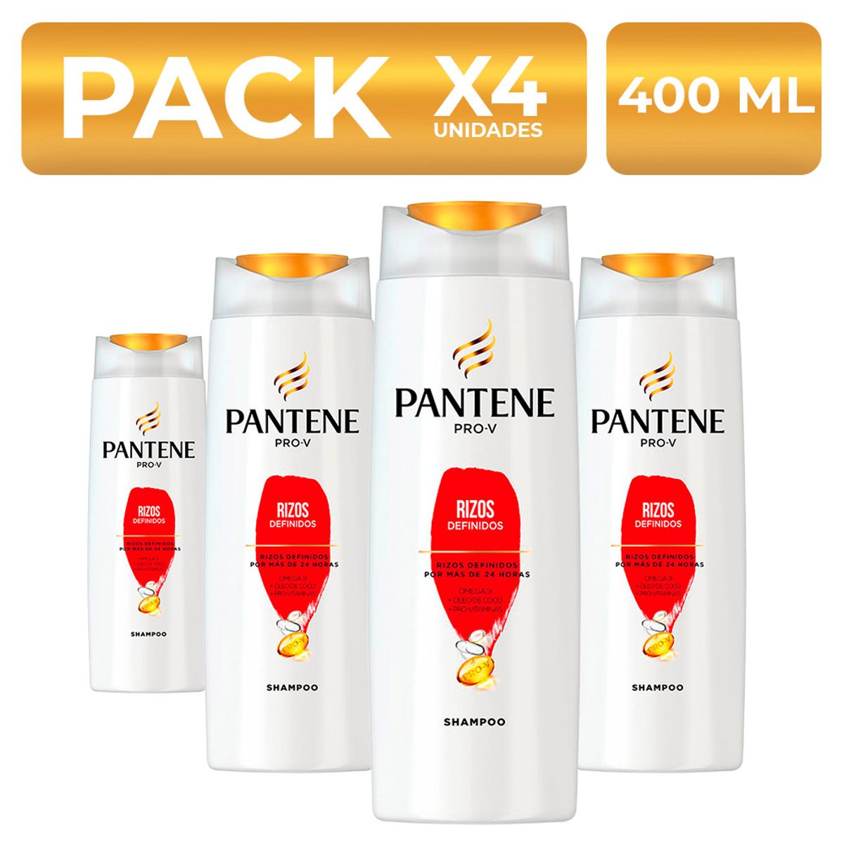 PANTENE - PackX4 Shampoo Pantene Pro-V Rizos Definidos 400ml