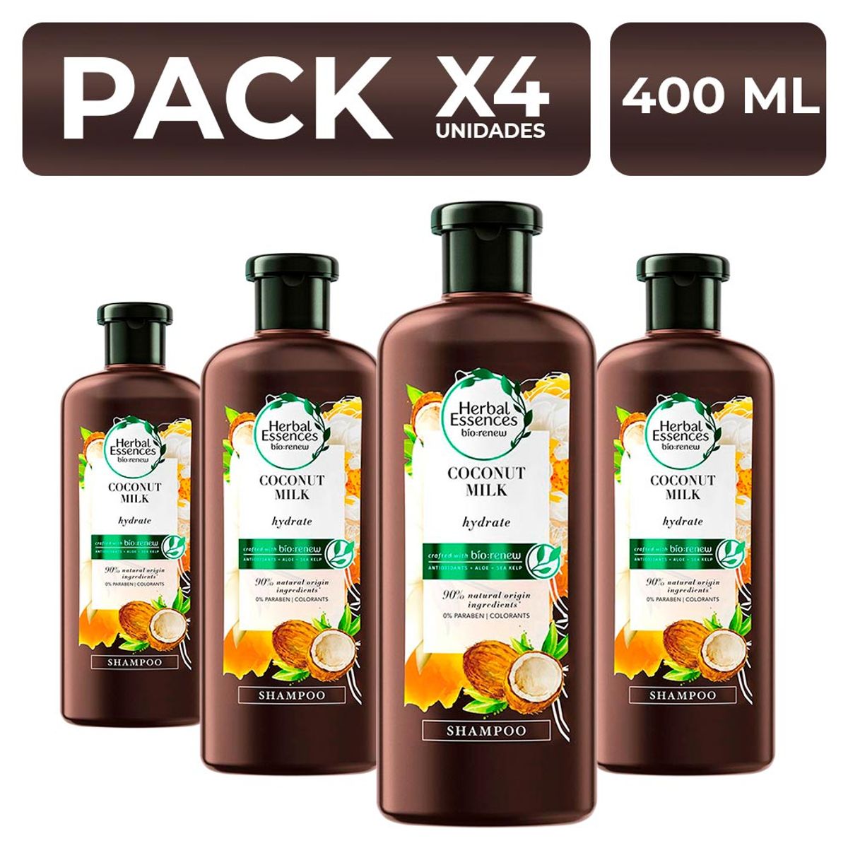 HERBAL ESSENCES - PackX4 Shampoo Herbal Essences Coconut Milk 400ml