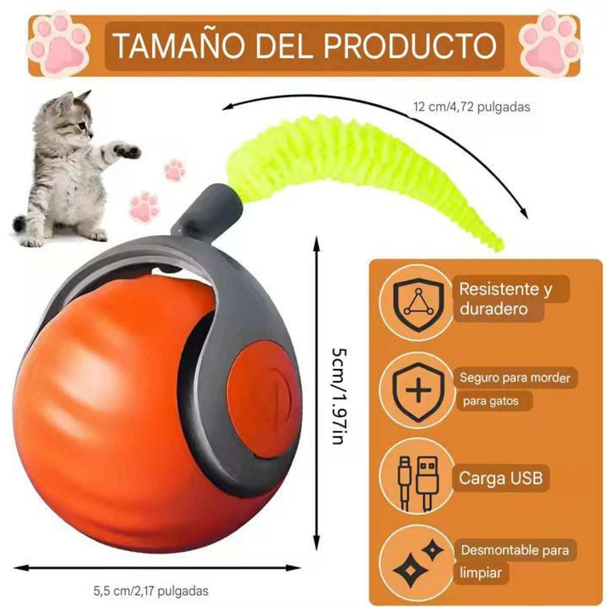 CAT - Pelota   Interactivo para gatos SPEEDY TAIL - RECARGABLE