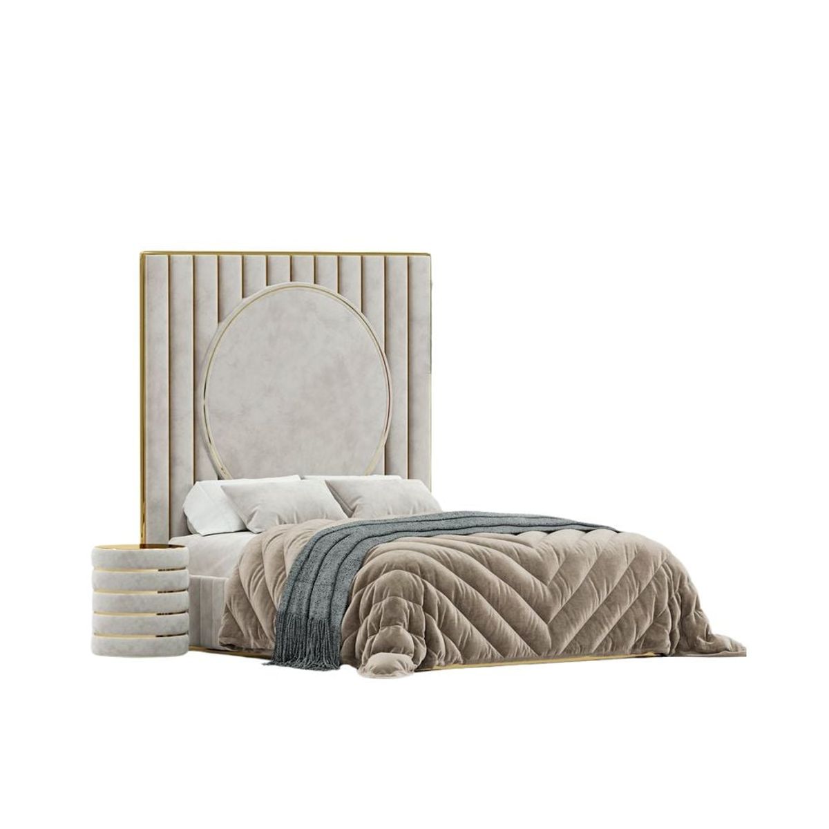 GENERICO - Cama Tapizada Livia - 2 Plz - Beige