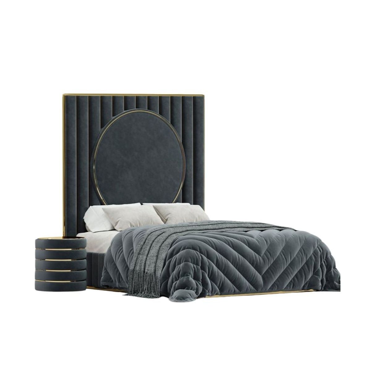 GENERICO - Cama Tapizada Livia - 2 Plz - Negro