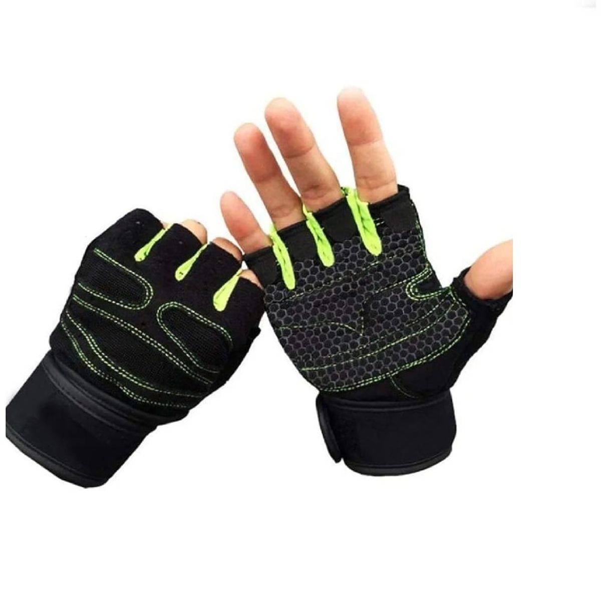 GENERICO - Mitones Deportivo para Pesas con Muñequera Verde