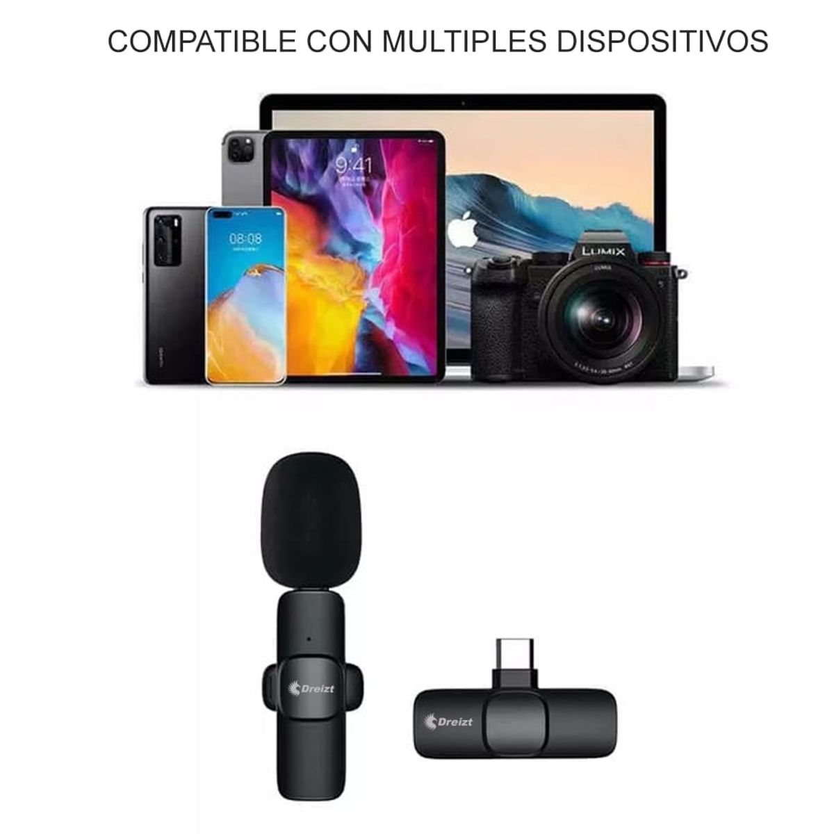 DREIZT - Micrófono Inalámbrico Lavalier Dreizt  Ideal para Video y Vlog